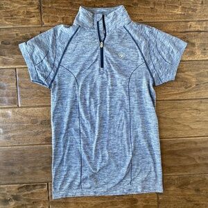 Ariat Womens's Med Odyssey Seamless Short Sleeve 1/4 Zip Indigo Fade Heather